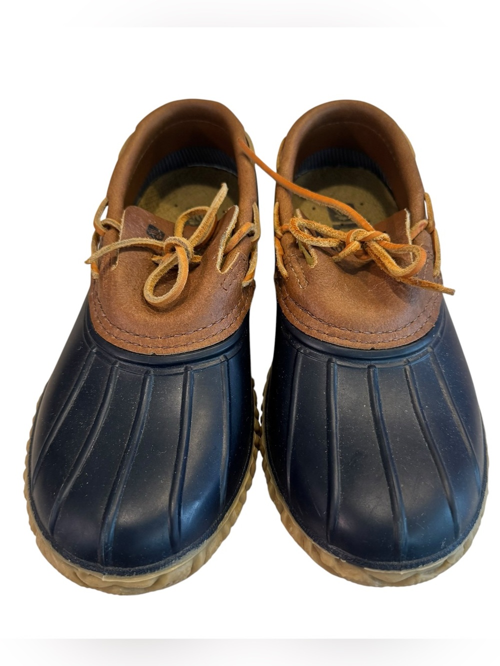 LaCrosse Blue Brown Rubber Leather Duck Boots Womens Size 8 Slip On